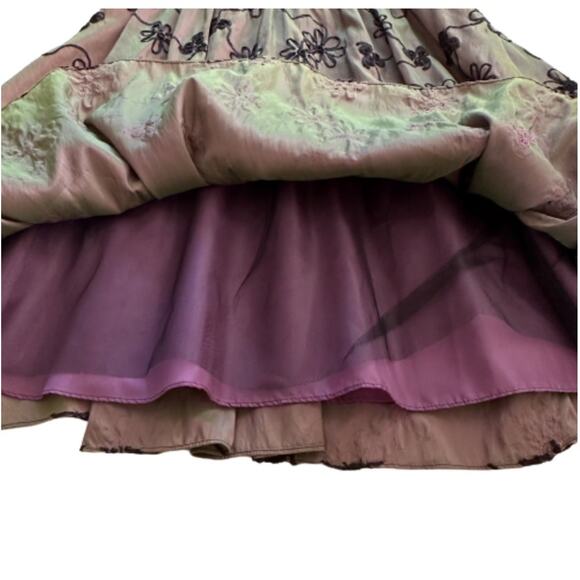 S.L. Fashions Black Iridescent Pink Green Chiffon Party Cocktail Dress Size 10P - Picture 10 of 13